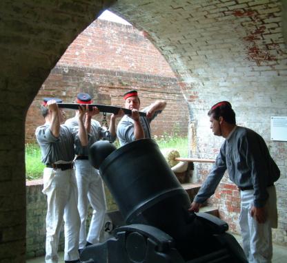 PAV firing 13-inch mortar