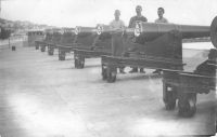 A saluting battery of seven 32pdr SBBL guns at Kings Bastion, Gibraltar.