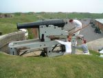The PAV with the 64pr RML on the west rampart at Fort Nelson