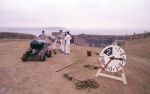 The Portsdown Artillery Volunteers performing a practice drill on a 64pr R.M.L. on Common Wood carriage at Fort Nelson (Photo M. Forrest)