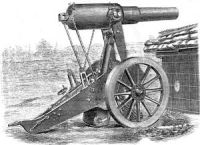 H.P. Siege Travelling Carriage Experimental No.34 for the 64pr Mark II in the firing position.The Engineer December 3 1875.