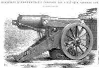 H.P. Siege Travelling Carriage Experimental No.34 for the 64pr Mark II in the loading position. The Engineer December 3 1875.