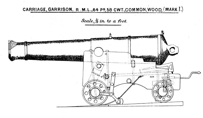 64pdr on Common Wood Garrison Carriage 