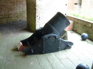 13-inch mortar in the North Mortar Battery at Fort Nelson