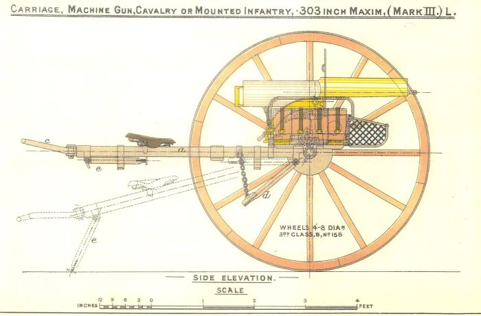 Maxim Machine Gun on Cavalry or Infantry Carriage Mark III Land