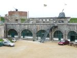 The Nothe Fort: Weymouth: Dorset: View across the parade towards the gun casemates