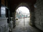 The Nothe Fort: Weymouth: Dorset: Looking into the fort from the entrance tunnel.