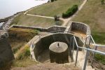 The Nothe Fort: Weymouth: Dorset: Looking towards the rear of the fort with a spigot mortar mounting.