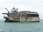 Spitbank Fort: Spithead: Portsmouth:  The fort viewed from the west showing the granite portion and the iron armoured portion
