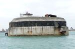 Spitbank Fort: Spithead: Portsmouth:  The fort viewed from the south with the iron armoured portion