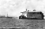 Spitbank Fort: Spithead: Portsmouth: A 1902 view of the fort with its camouflage pattern and a cruiser of the Diadem class? 
