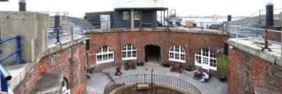 Spitbank Fort: Spithead: Portsmouth: The fort viewed from the upper gun deck 