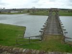 Tibury Fort: Thames defences: Moat and bridge to ravelin: looking north from landport gate