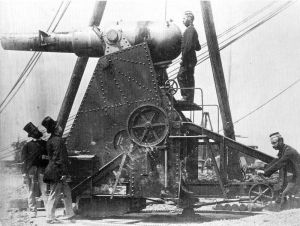 The test mounting Pattern I for 7-inch RML Presumably at Woolwich 1868.