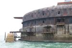 Horse Sand Fort: Spithead, Hampshire: The landing stage with gantry above the entrance