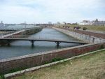 Kings Bastion and Long Curtain: Portsmouth: View north along the moat in front of Long Curtain, from Kings Bastion